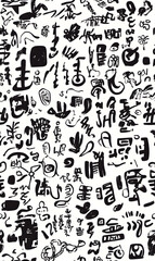 Chinese-inspired doodle tile seamless patterns in an illustrator graphic style
