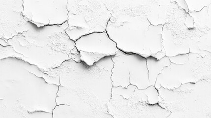 Obraz premium Rough-textured white wall with cracks, giving a raw, urban aesthetic for gritty design concepts