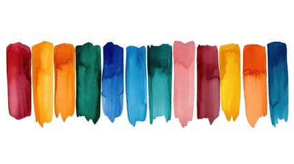 Naklejka premium Abstract Watercolor Paint Swatch Stripes Isolated on White Background