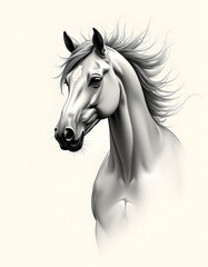 Stylized horse sketch with intricate details