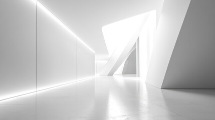 Fototapeta premium Smooth white wall with sharp lighting creating a minimalist, high-contrast look for modern design concepts