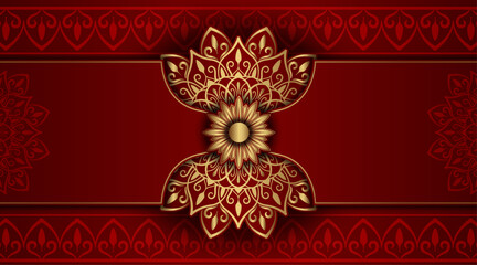 luxury red background with mandala ornament