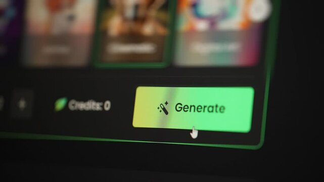 User click generative button to generate data or create information from prompt with AI on artificial intelligence platform through internet. Online technology for convenience concept. Webography.