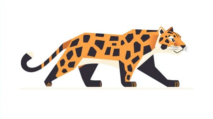 Discover a vibrant animal alphabet as you explore sleek flat design textures, featuring a striking jaguar in bold colors.