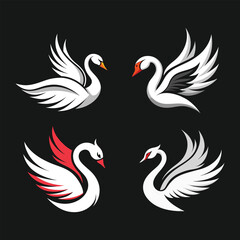 A set of swan vector logo illustration.