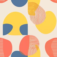 Modern Geometric Abstract Pattern With Bold Shapes and Colors