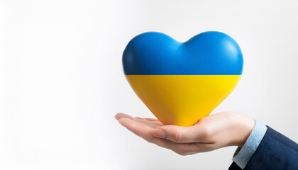 手で持っているウクライナの国旗のハート(Heart of Ukraine flag held in hand.)

