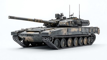 Modern Military Tank with Camouflage Pattern