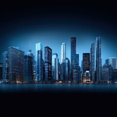 Fototapeta premium Illuminated City Skyline at Night