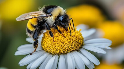 Close-Up of Bee on Flower in Minimalist Style