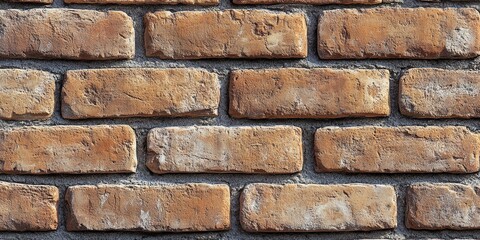Fototapeta premium A weathered brick wall with mortar, showcasing the rustic charm of natural materials