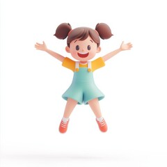 Obraz premium girl jumping character 3d icon in cartoon style