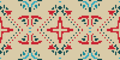 Motif Embroidery Traditional Dress Patternfolk Embroidery, Aztec Geometric Ornament Print. Design for Carpet, Wallpaper, Clothing, Wrapping, Fabric