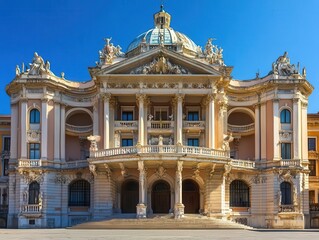 Obraz premium A wideangle view of a grand baroque opera house