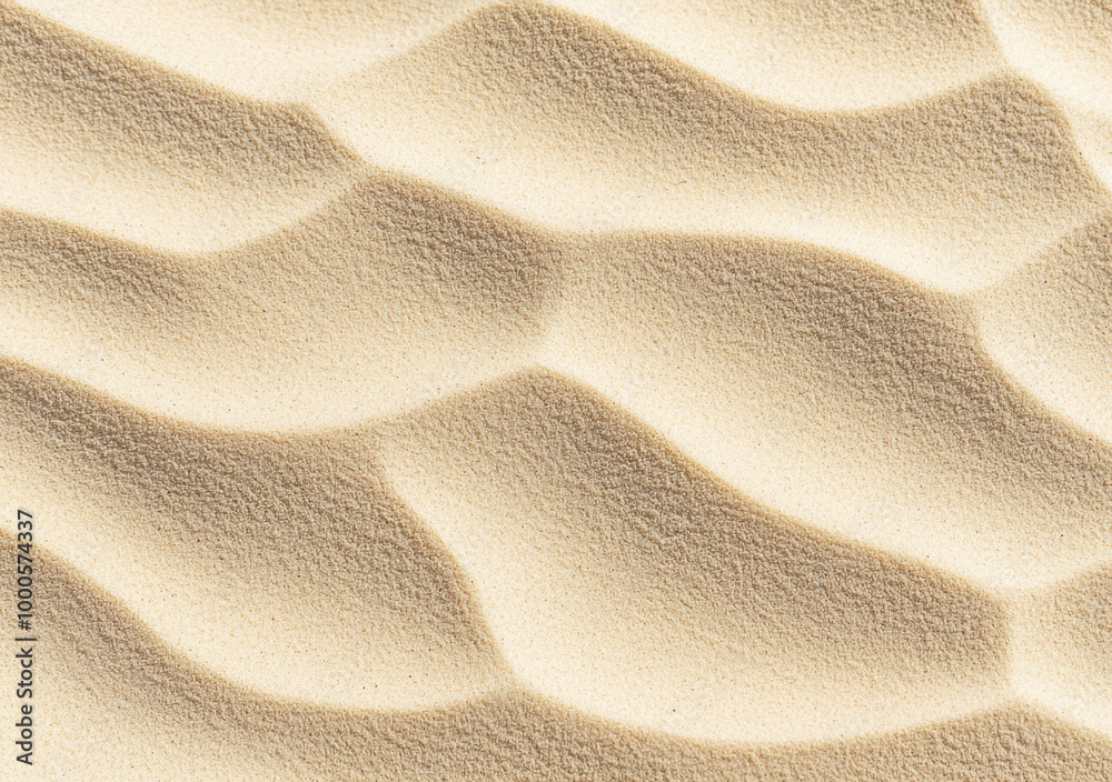 Poster Aerial view of wind creating smooth waves on sand dune background