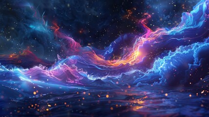 Fototapeta premium Captivating Cosmic Explosion of Celestial Energy and Luminous Swirls in Galactic Grandeur