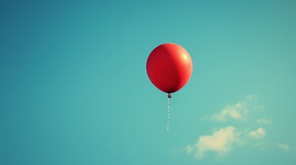 Obraz premium Single Floating Balloon in Clear Sky