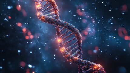 DNA double helix genetic material. Gene sequencing abstract design. Floating in space background, .science, abstract, biology, biotechnology, molecular, health, genetic.