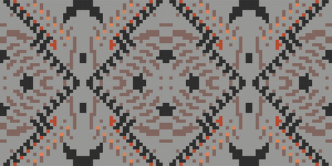 Obraz premium Crochet Arabic Pattern Mehndifolk Embroidery, Aztec Geometric Ornament Print. Design for Carpet, Wallpaper, Clothing, Wrapping, Fabric