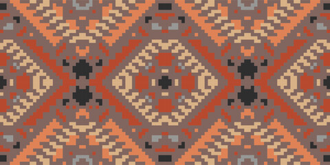 Baroque Ikat Weaving Patternfolk Embroidery, Aztec Geometric Ornament Print. Design for Carpet, Wallpaper, Clothing, Wrapping, Fabric
