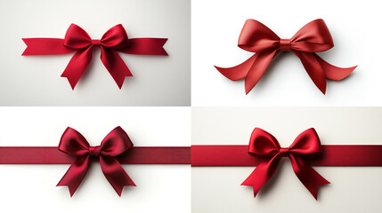 A set of four red bows are shown in different orientations 