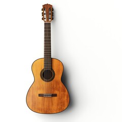 Obraz premium An acoustic guitar, isolated against a white background, a classic symbol of melody and music.