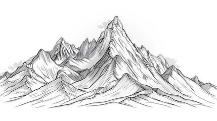 Simple Outline of a Mountain Range | 8K Minimalist Landscape, Mountain Silhouette, Nature Illustration, Serene Outdoors

