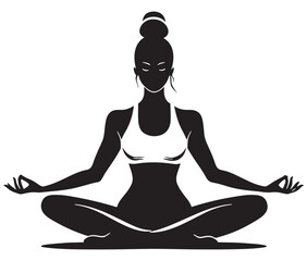 Silhouette of yoga woman, Yoga vector, Female exercise yoga