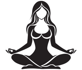 Silhouette of yoga woman, Yoga vector, Female exercise yoga