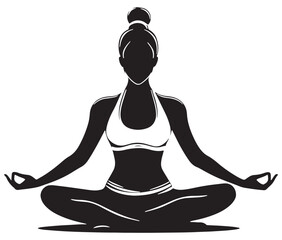 Silhouette of yoga woman, Yoga vector, Female exercise yoga