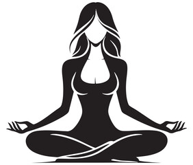 Silhouette of yoga woman, Yoga vector, Female exercise yoga