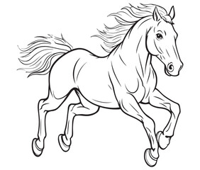 Horse silhouette isolated on white, Jumping outline horse, Horse animal vector