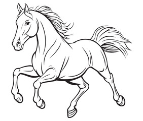 Horse silhouette isolated on white, Jumping outline horse, Horse animal vector