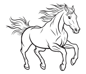 Horse silhouette isolated on white, Jumping outline horse, Horse animal vector