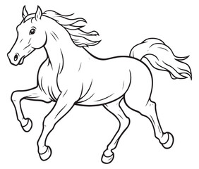 Horse silhouette isolated on white, Jumping outline horse, Horse animal vector