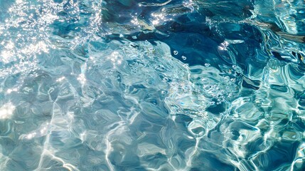 Obraz premium 2. An abstract close-up of a clear blue water surface, showcasing dynamic ripples and effervescent bubbles, with shimmering sunlight reflecting on the waves, offering a refreshing summer vibe
