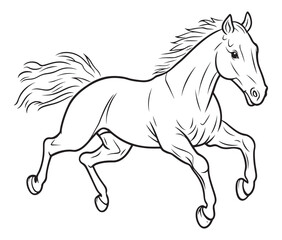 Horse silhouette isolated on white, Jumping outline horse, Horse animal vector