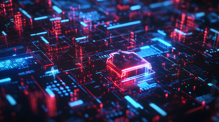 Fototapeta premium digital background technology technological operations neural networks AI big data transmission encryption archives audio visual science cyber connection technology computer coding virus