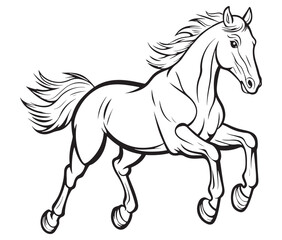 Horse silhouette isolated on white, Jumping outline horse, Horse animal vector