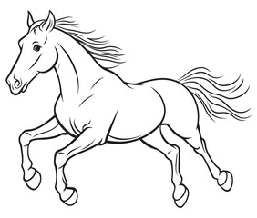 Horse silhouette isolated on white, Jumping outline horse, Horse animal vector