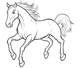 Horse silhouette isolated on white, Jumping outline horse, Horse animal vector