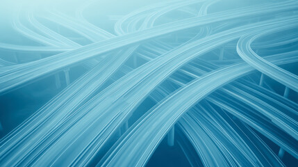A complex network of transparent highways intertwines in this abstract, futuristic representation of modern infrastructure and transportation systems.
