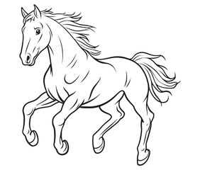 Horse silhouette isolated on white, Jumping outline horse, Horse animal vector