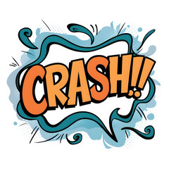 Dynamic Pop Art Explosion: Comic Book Style 'CRASH!!' Design, Bright and Bold Comic Book Action:...