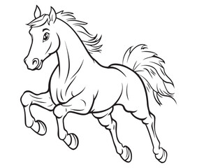 Horse silhouette isolated on white, Jumping outline horse, Horse animal vector