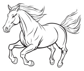 Horse silhouette isolated on white, Jumping outline horse, Horse animal vector