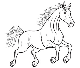 Horse silhouette isolated on white, Jumping outline horse, Horse animal vector