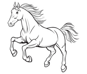 Horse silhouette isolated on white, Jumping outline horse, Horse animal vector