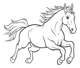 Horse silhouette isolated on white, Jumping outline horse, Horse animal vector