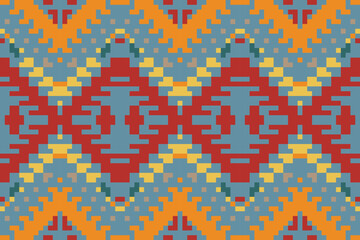 Mosaic Traditional Log Cabin Quilt Patternfolk Embroidery, Aztec Geometric Ornament Print. Design for Carpet, Wallpaper, Clothing, Wrapping, Fabric